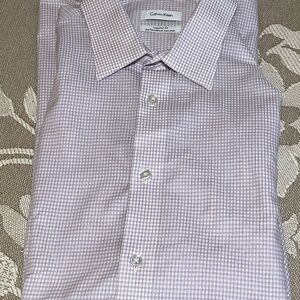 Men’s New 17 34/35 Calvin Klein Men's Purple Checkered Dress Shirt
